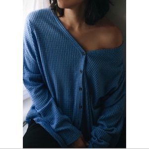 Urban Outfitters Oversized Thermal Button-Up Top